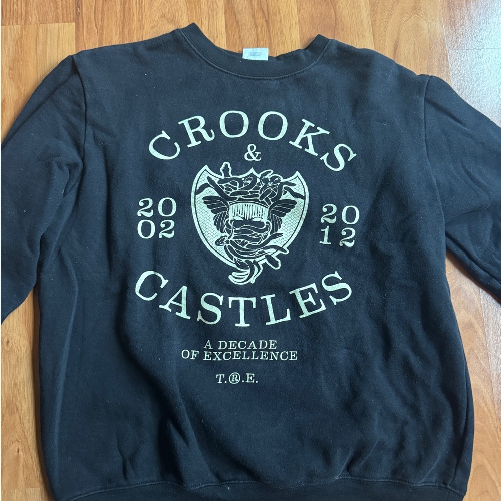 Crooks & Castles Black Graphic Crewneck Sweater